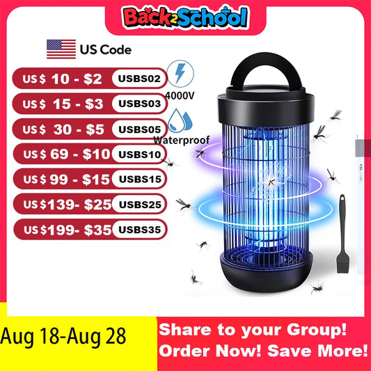 Mosquito Killer 7.48" Waterproof 4000V Electronic Insect Zapper for Outdoor Indoor LED Light, Electric Fly Trap, Mosquito Trap
