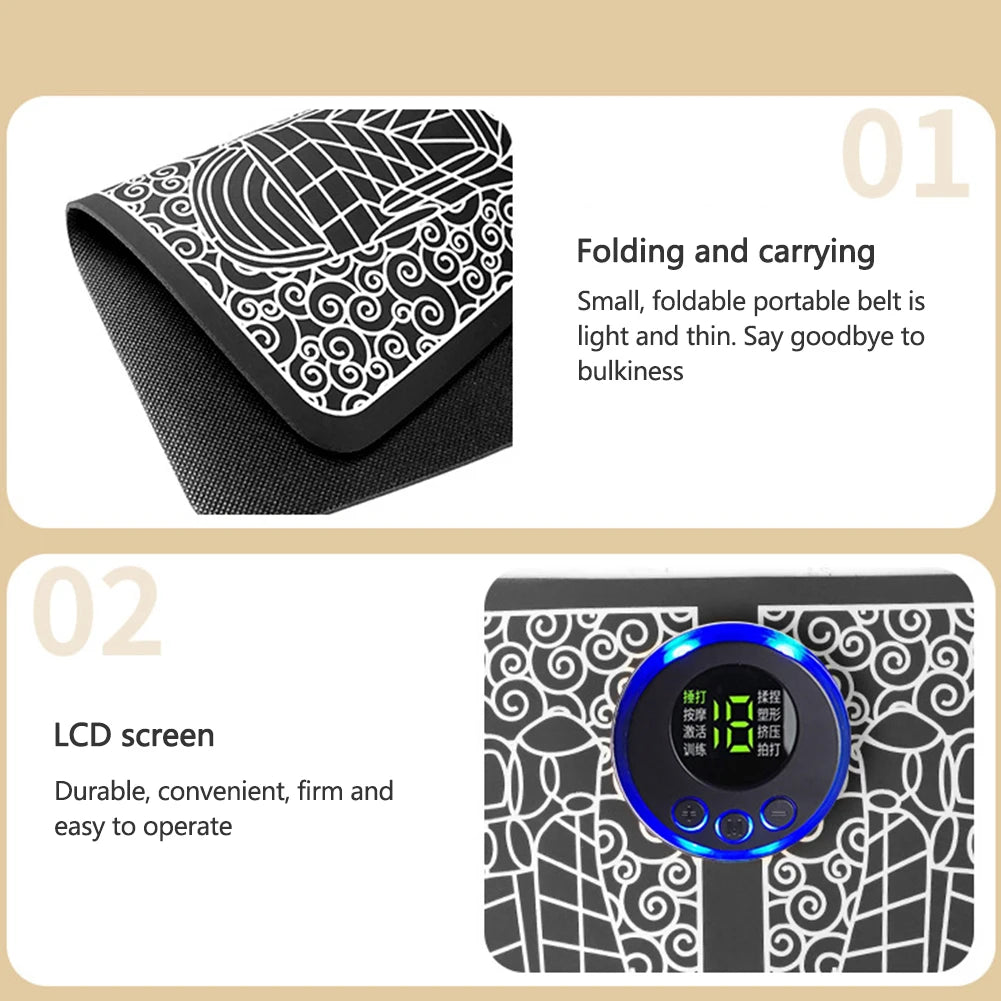 EMS Massage Pad Electric Feet Massage 8 Modes USB Rechargeable Foot Circulation Massager Remote Control for Home and Office Use