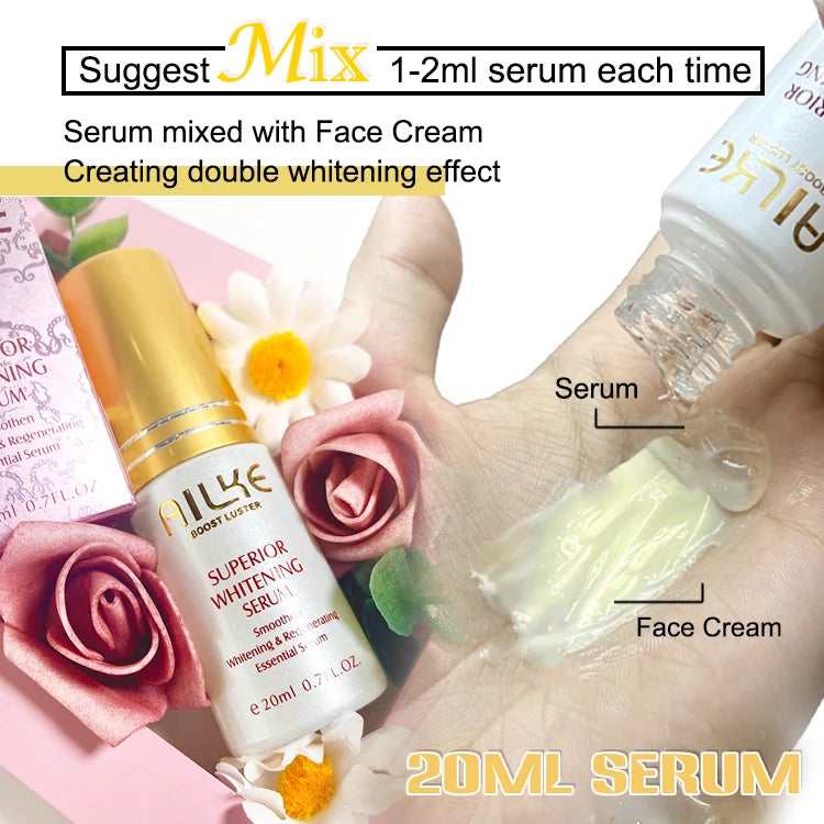 AILKE Collagen Whitening Face Care Set, Moisturizing, Even Skin Tone, Reduce Dark Spots, With Hyaluronic Acid, Vitamin E
