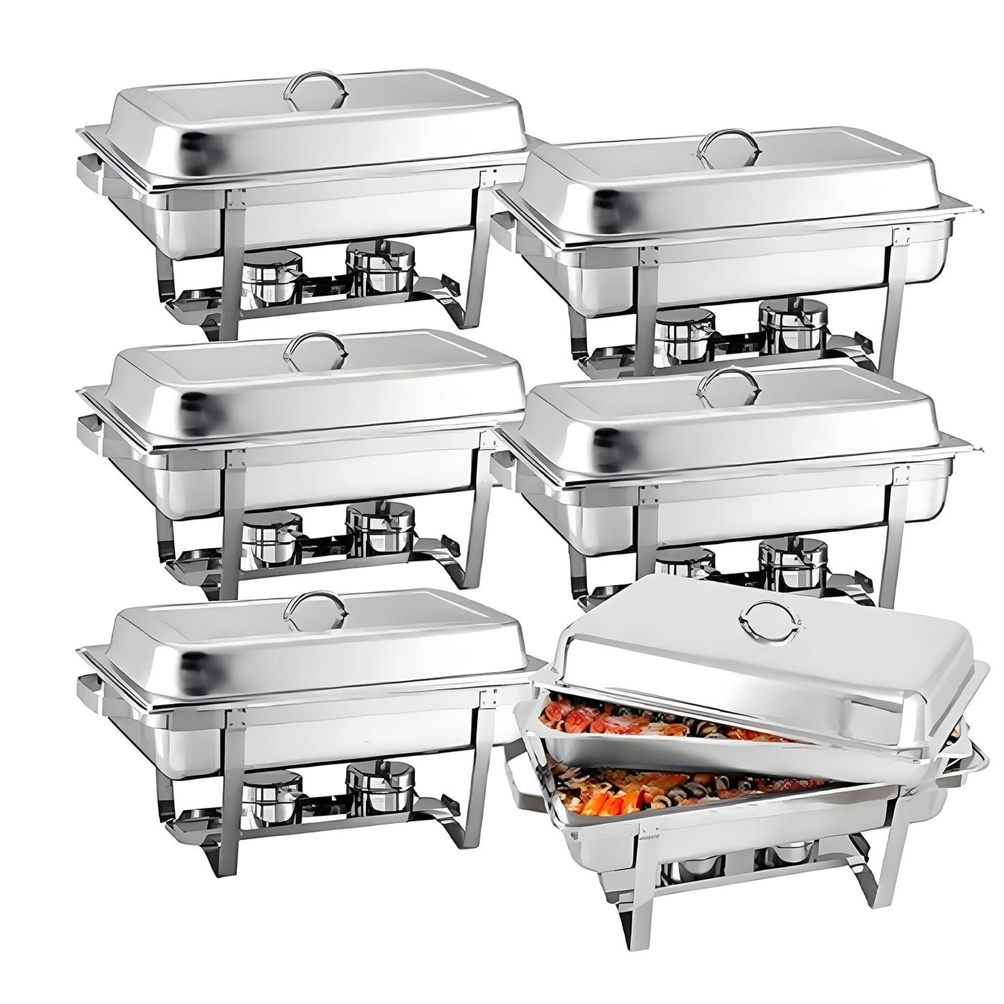 2/4/6 Pack 8QTChafing Dish Buffet Set Stainless Steel Food Warmer Kit with Lids Holders for Restaurant Catering Parties Weddings