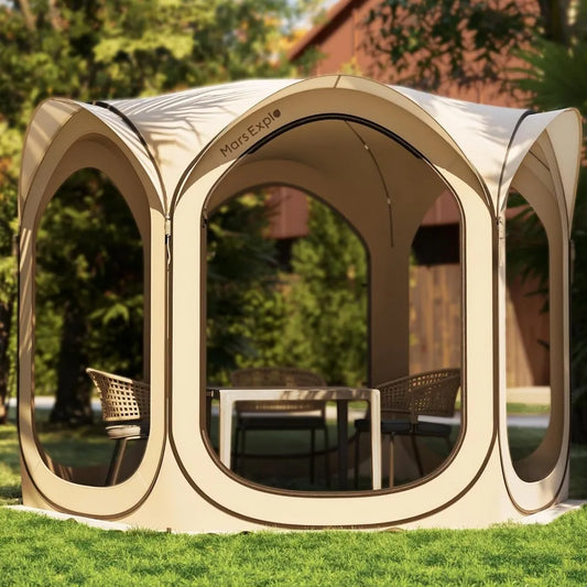 Screen Pop Up House Room Tent, Canopy Sun Shade Shelter for Camping, Patio, Backyard, Deck & Outdoor Activities, Portable Gazebo