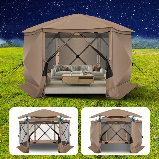 Pop Up Gazebo Screen Tent for Camping 12x12 Camping Gazebo with Removable Roof Outdoor Screened Gazebo with Five Sidewalls