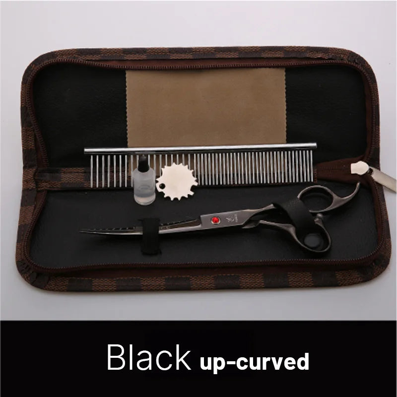 Fenice Classical Model Home Use 9CR Steel 6.5 7.0 Inch Rainbow and Black Dog Grooming Scissors Shears Set for Household Pet Owners