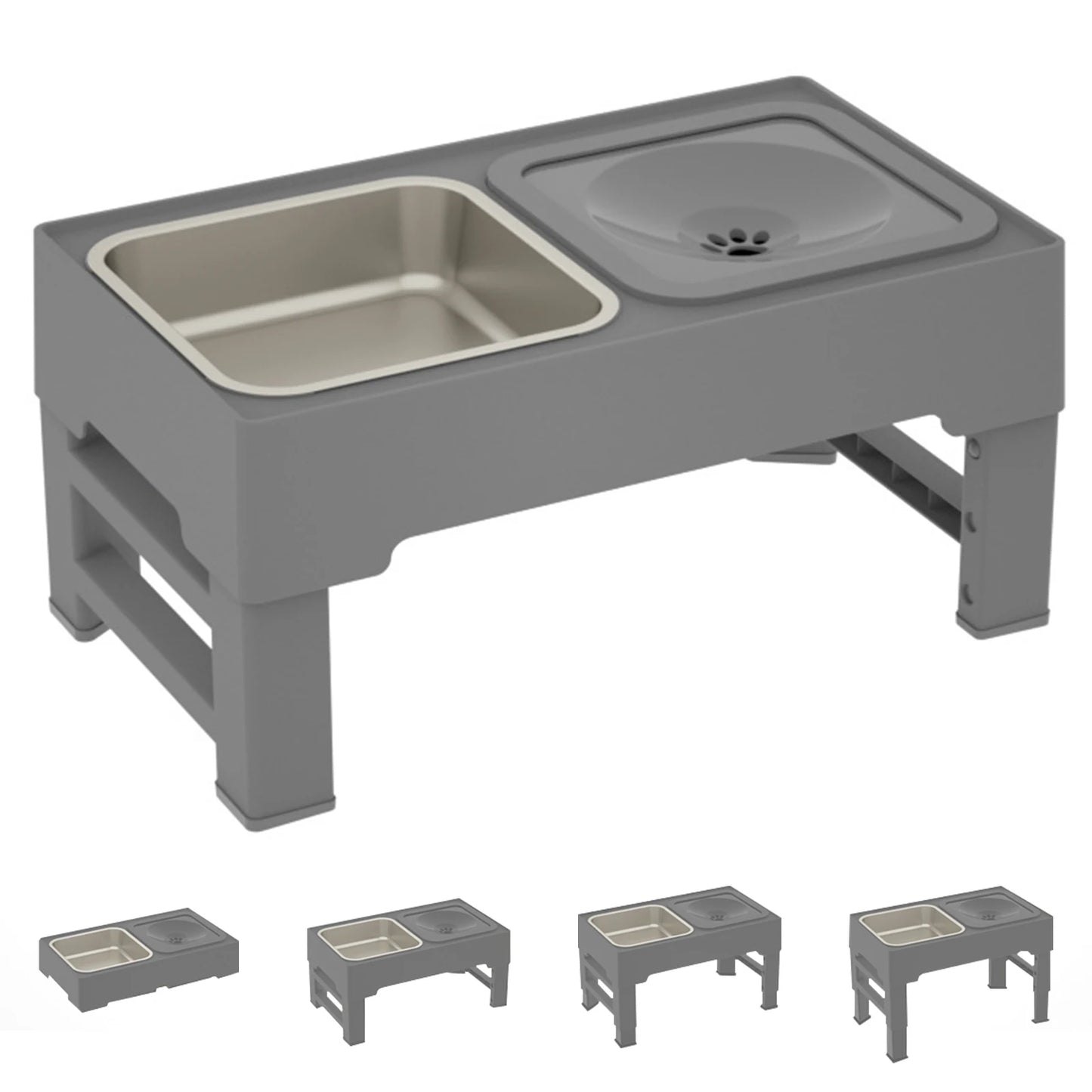 3 In 1 Pet Dog Stainless Steel Slow Feed Drinking Water Bowls Adjustable Height Cat Dog Bowl Large Pet Slow Food
