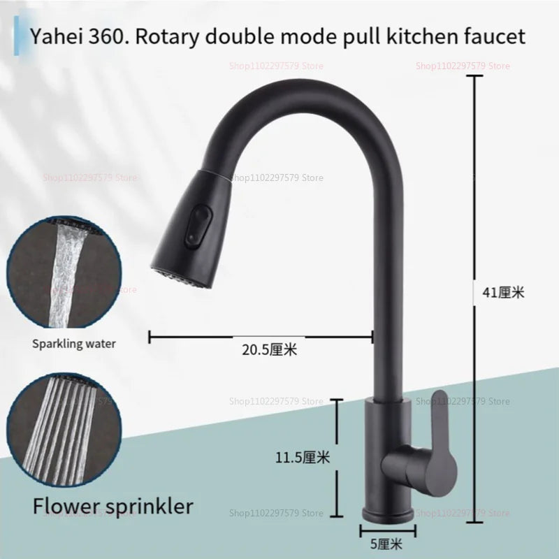 Stainless Steel Kitchen Faucet with Pulldown Spray 360 Rotation Single Hole Sink Faucet Modern Easy to Clean for Home