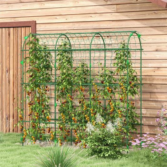 17 Inch x 72 Inch x 72 Inch Outdoor Metal Garden Trellis with Climbing Net