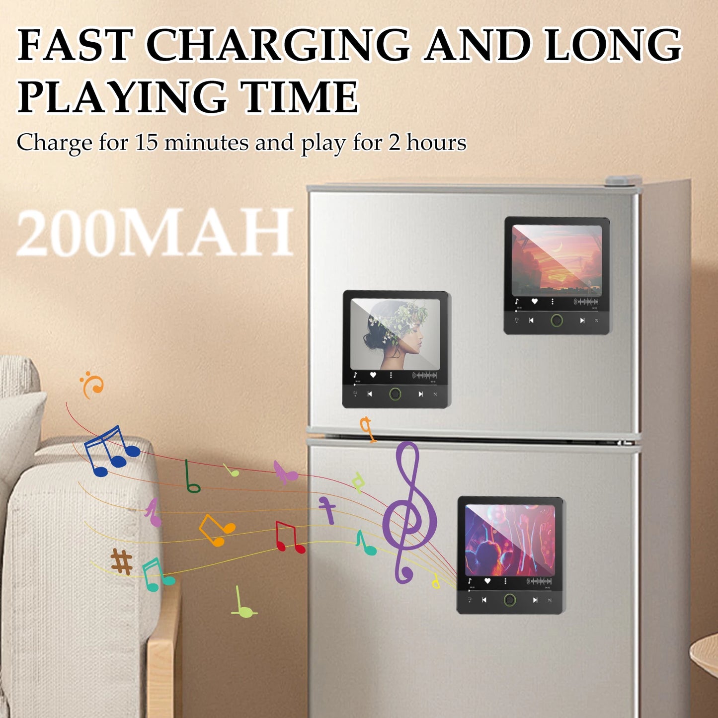 DIY Photo Personalized Music Fridge Magnet Acrylic Music Fridge Stickers Plaque Magnet Player Home Decoration Christmas Gifts