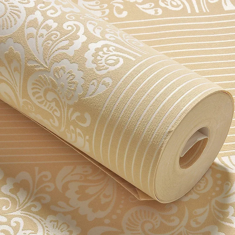 Home Decor Wallpaper Luxury Bedroom Wallpapers 3d Striped Wall Paper European Style Large Embossed Flower Wallpaper