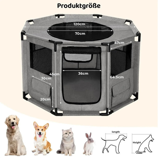 Dog Playpen Portable Pet Exercise Cage Indoor Outdoor Water Resistant Puppy Run 120x120x64.5 Cm