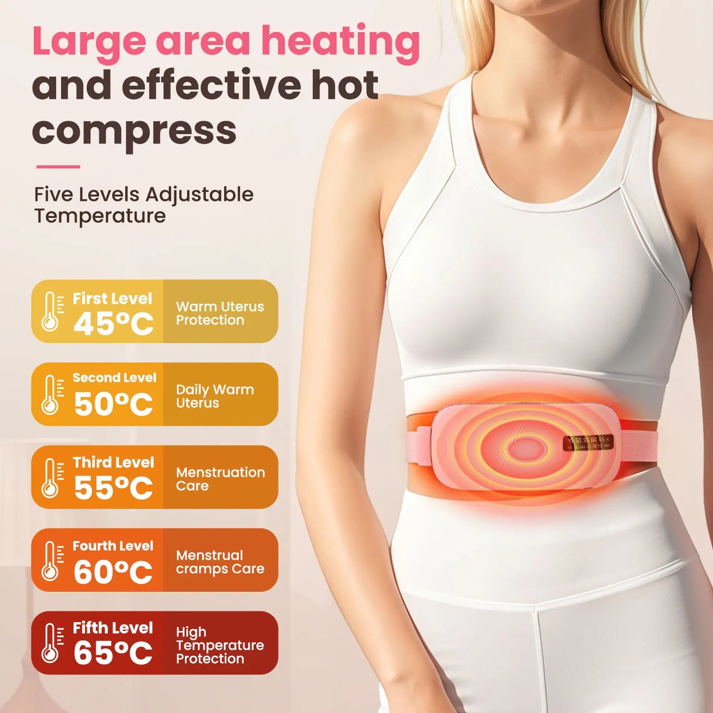 Uterus Warming Belt Electric Thermal Pad Waist Heating Belt Period Pain Relief Waist Protection Hot Compression Vibration Belt