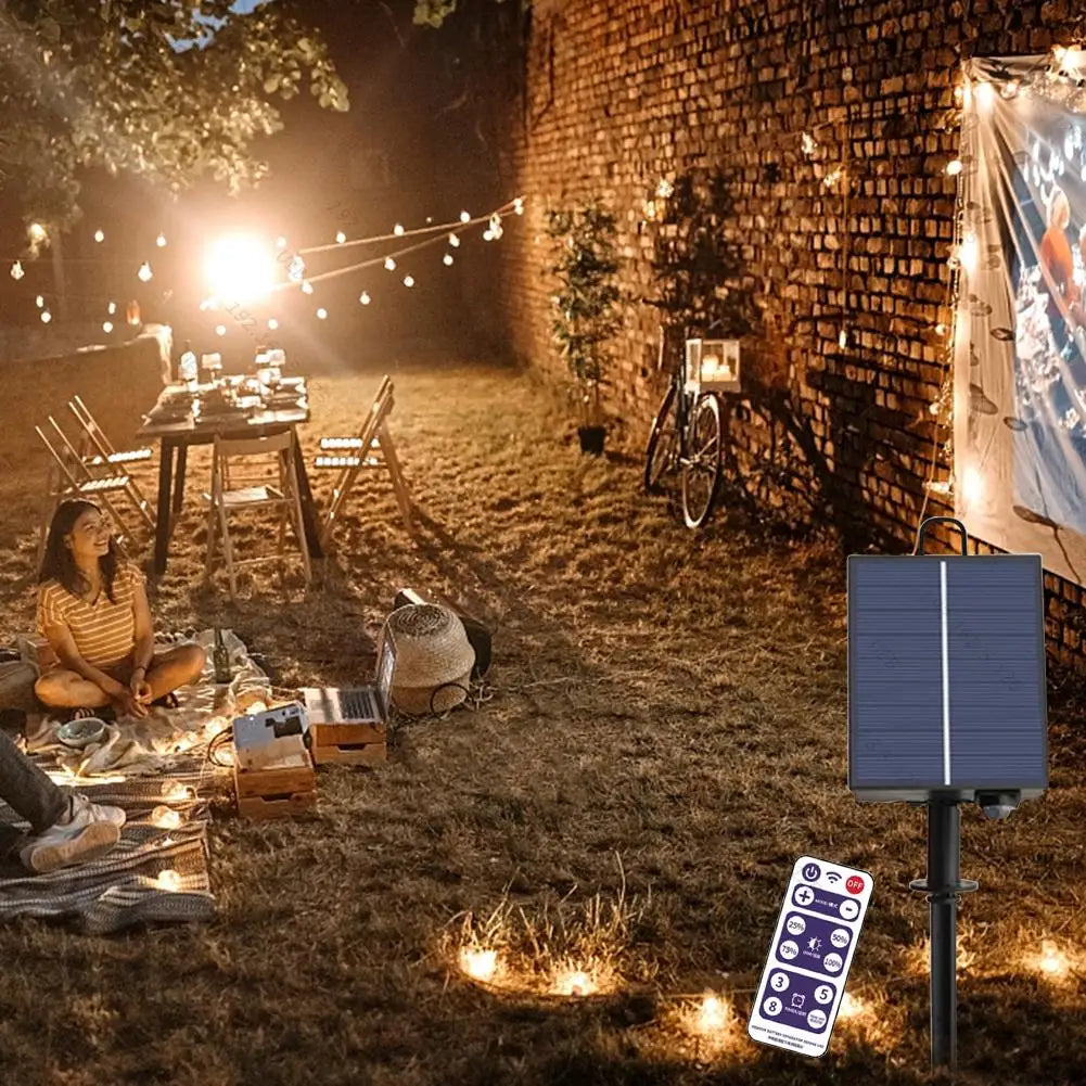 Solar Panel Controller with Remote for Christmas Garden LED String Copper Light