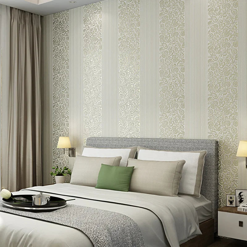 Home Decor Wallpaper Luxury Bedroom Wallpapers 3d Striped Wall Paper European Style Large Embossed Flower Wallpaper