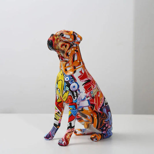 Creative Painted  Art Water Transfer Room Color Boxer  Dog Decorations Home Entrance Wine Cabinet Office Decor Resin Crafts