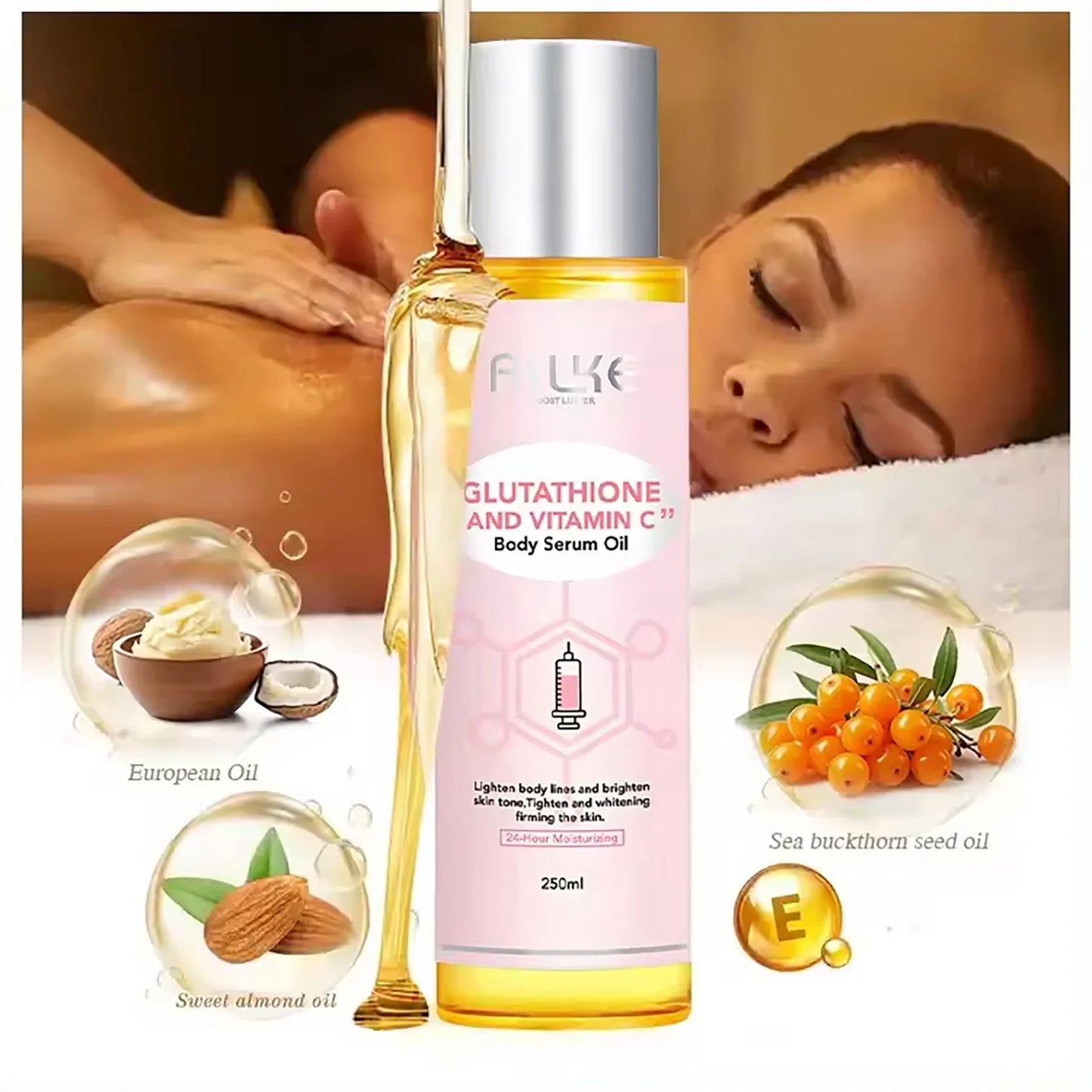 AILKE Vitamin C Moisturizing and Whitening Massage Essential Oil, Smooth Skin, Reduce Dark Spots, For All Skin Types, 250ml