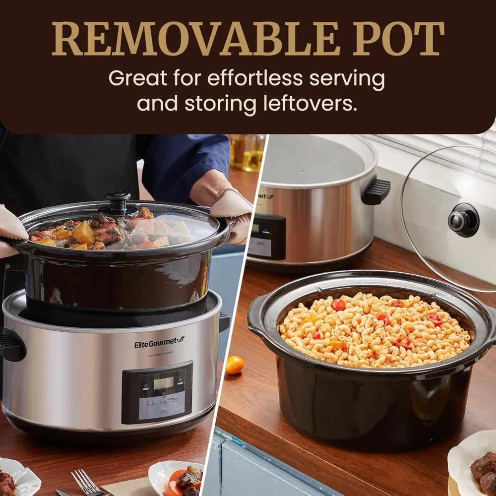 MST-900D 8.5Qt Digital Programmable XL Jumbo Slow Cooker, Adjustable Temp, Entrees, Sauces, Stews & Dips, Dishwasher Safe