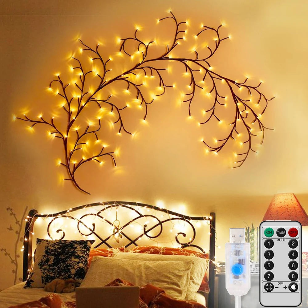 1PCS 96LED Tree and Vine Lamp USB/Solar Powered 8 Modes DIY Festive Tree Branch Lamp for Christmas Party Home Decorative Lights