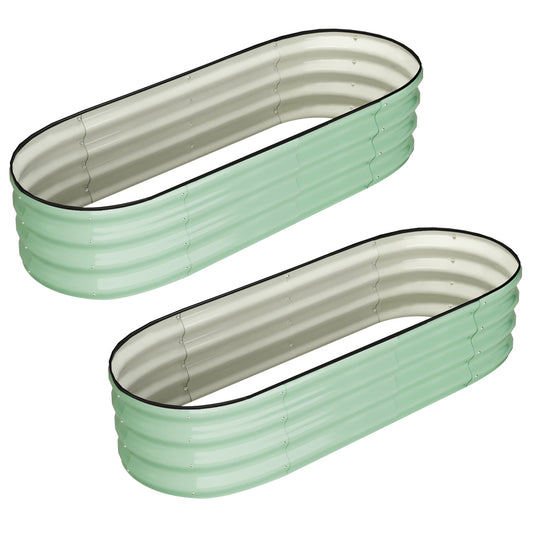 2 Pcs 4.5x2x1ft Oval Raised Garden Bed Galvanized Metal Planter Outdoor Garden Bed