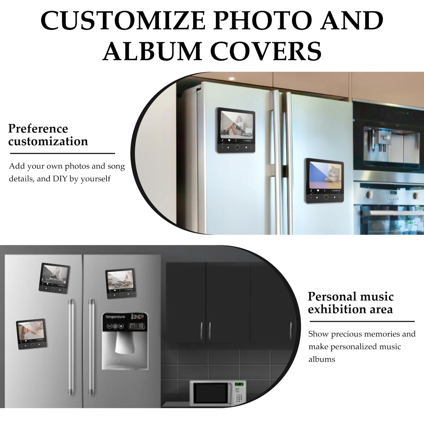 DIY Photo Personalized Music Fridge Magnet Acrylic Music Fridge Stickers Plaque Magnet Player Home Decoration Christmas Gifts