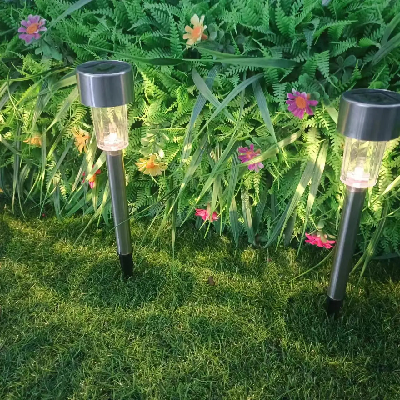 5pcs   Lawn Light Solar Ground Plug Light Stainless Steel Small Tube Light Outdoor Landscape Lighting For Backyard Patio