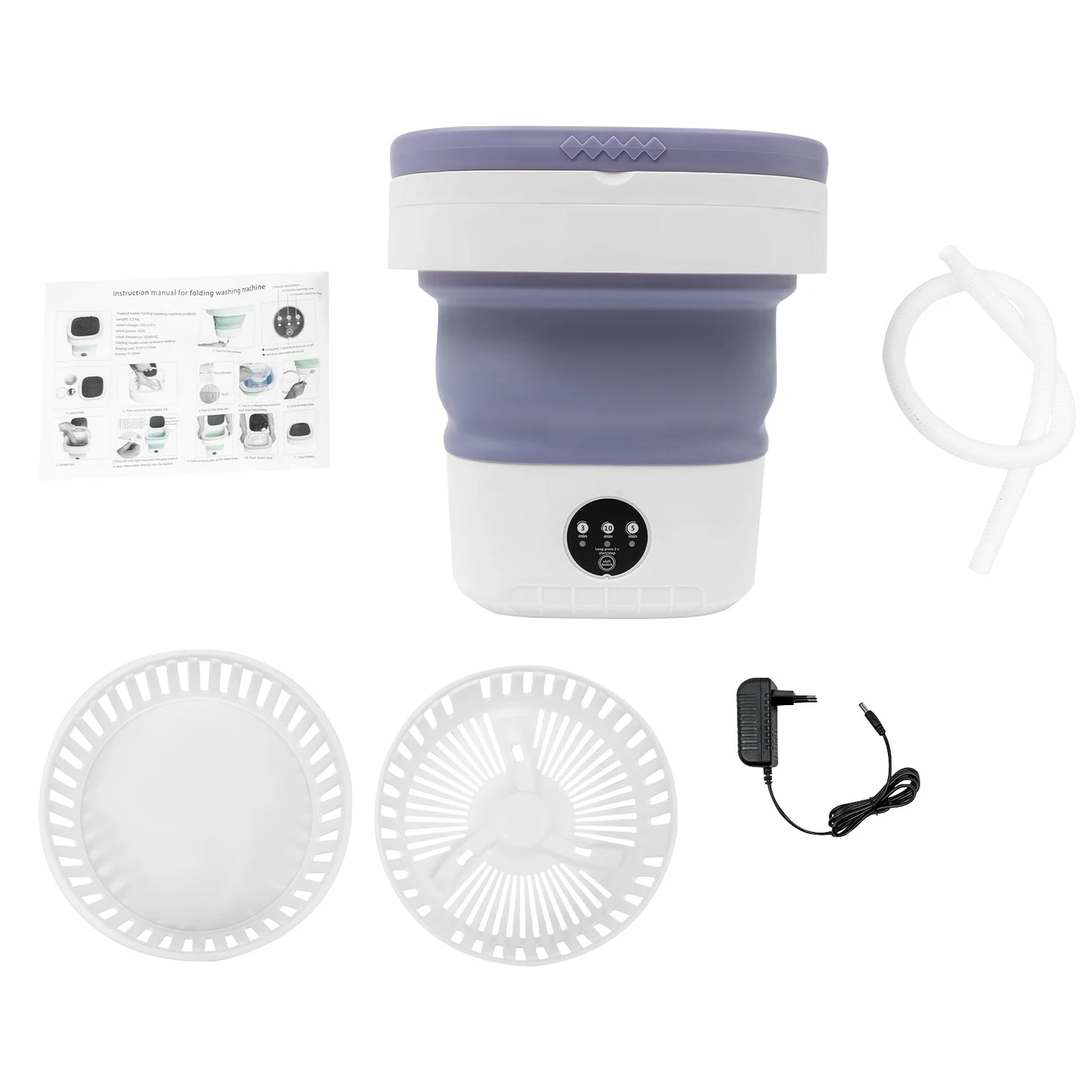 Mini Foldable Washing Machine 12L Capacity Pure Copper Motor 3 Washing Modes Easy To Move for Baby Clothes Underwear