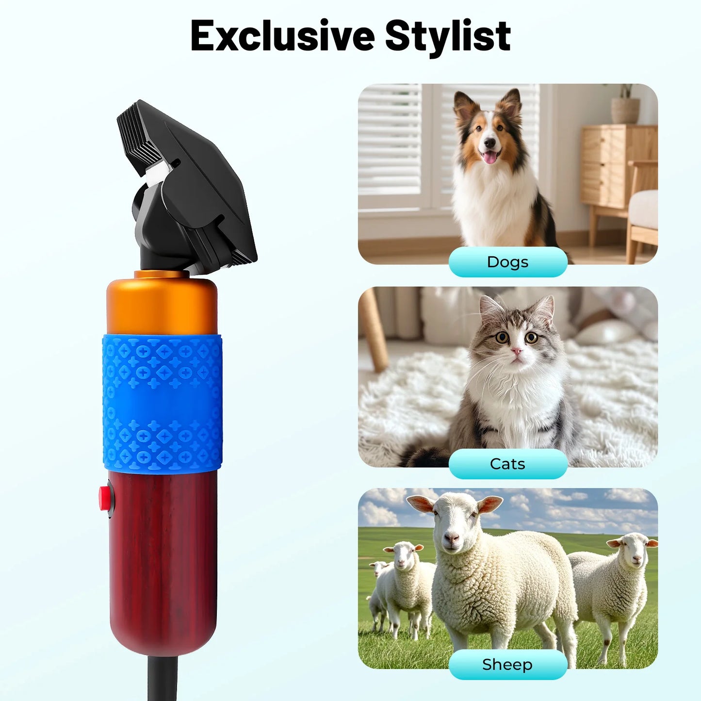 36W 6600rpm Variable Speed Electric Hair Clipper Pet Clipper Grooming Clipper Animal Trimmer Low Noise for Home Pet Grooming