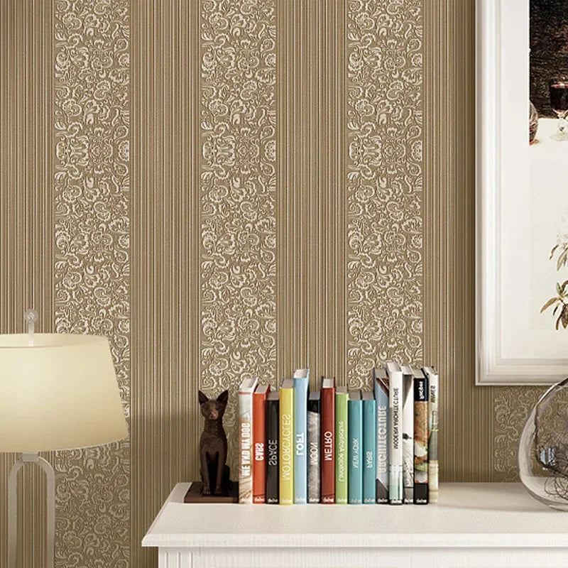 Home Decor Wallpaper Luxury Bedroom Wallpapers 3d Striped Wall Paper European Style Large Embossed Flower Wallpaper