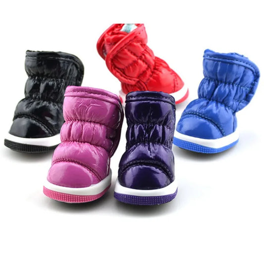 4 Pieces Set Pet Dog Winter Rain Shoes Waterproof Dogs Snow Boots Puppy Footwear for Small Medium Dogs