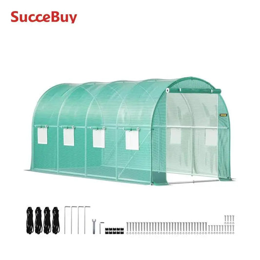 VEVOR Walk In Tunnel Greenhouse Galvanized Frame Waterproof Cover 15x7x7 10x7x7 20x10x7 12x7x7 Feet Greenhouses Cold Frames