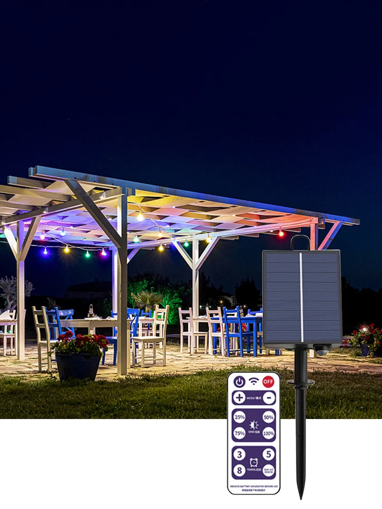 Solar Panel Controller with Remote for Christmas Garden LED String Copper Light