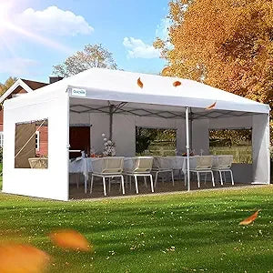 10x20 ft Pop up Canopy with Sidewalls Easy up Canopy Tent Instant Shelter with Windows for Outdoor Event Party