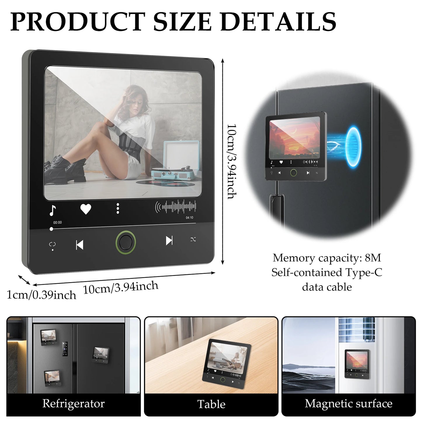 DIY Photo Personalized Music Fridge Magnet Acrylic Music Fridge Stickers Plaque Magnet Player Home Decoration Christmas Gifts