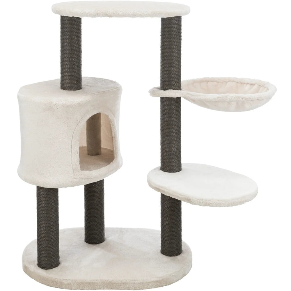 Moriles Gray Cat Tower with Scratching Posts Cozy Condo Hammock Padded Platforms Climbing Playing Napping Pets