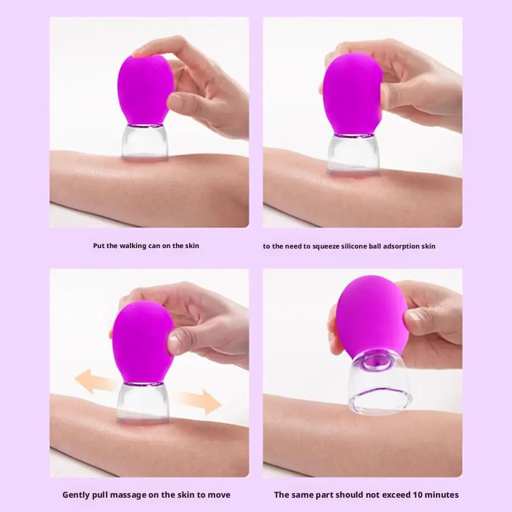 10Pcs Facial Slider Multi Functional Vacuum Negative Pressure Cupping Tool Eye Meridian Conditioning Soft Silicone Cupper